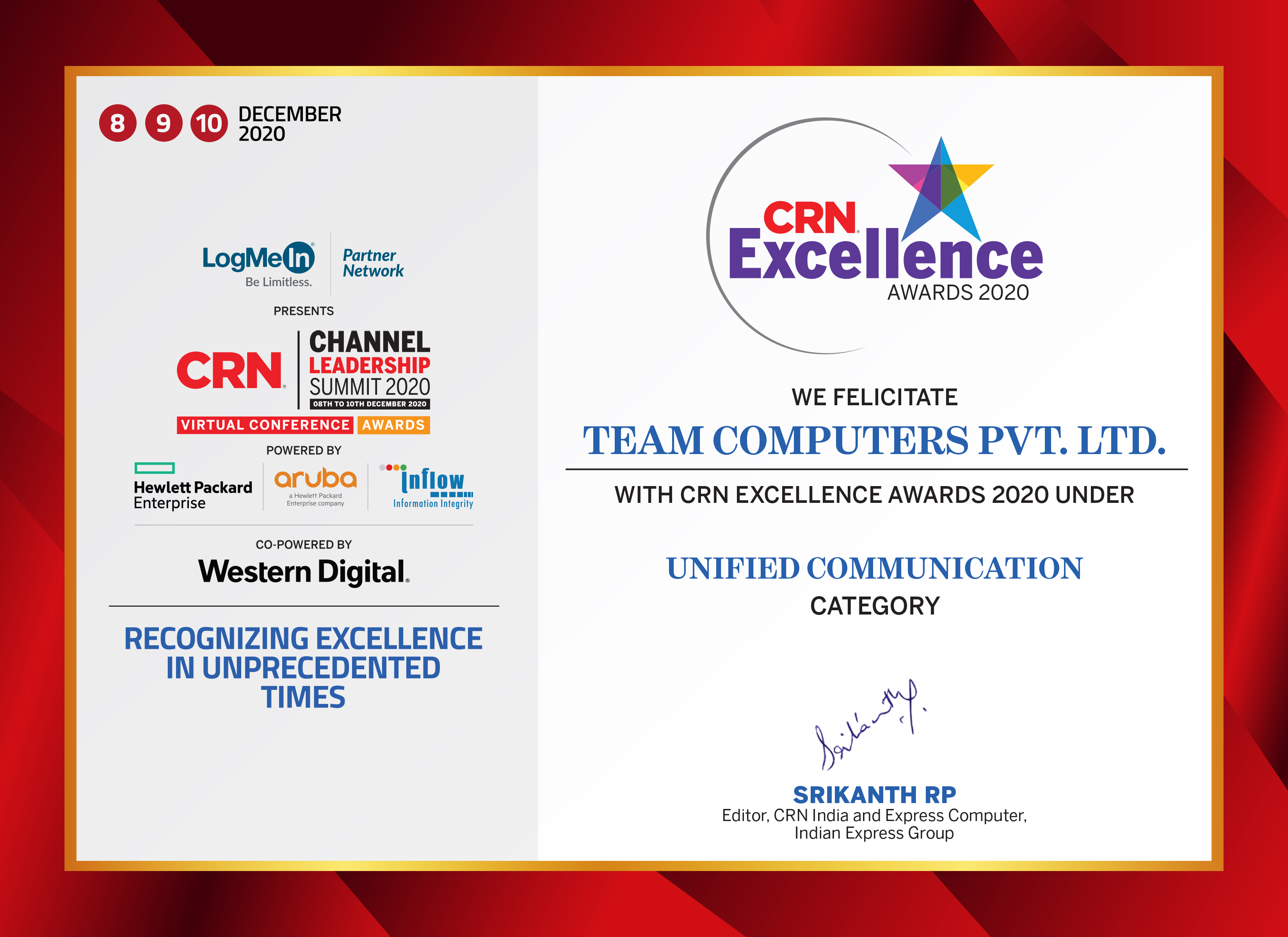 CRN Excellence Awards 2020 -  